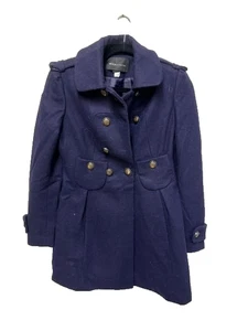 Moda International Pea Mantel Damen XS Navy Wolle Plissee Zweireiher Winter - Bild 1 von 11