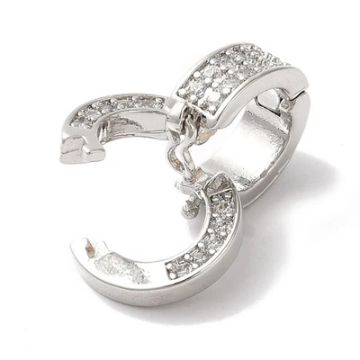 10pcs Brass Hook Zirconia Twister Clasps Ring Silver for Keychain Jewelry Making - Image 1 of 3