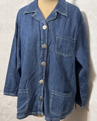 Chaqueta vaquera azul denim con botones Chico’s Design para mujer (talla 3 de Chico’s) XL Foto 1 de 4