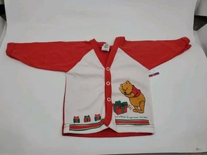 Vintage Disney Winnie The Pooh Baby Boy Girl White Red Medium Newborn To 13 Lbs - Picture 1 of 2