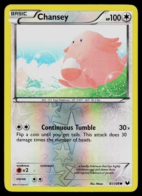 Pokemon Card - Chansey Dark Explorers 81/108 Common Reverse Holo - Image 1 of 2
