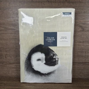 Julian Charles Penguin Silver Single Duvet Set Easy Care - Picture 1 of 11