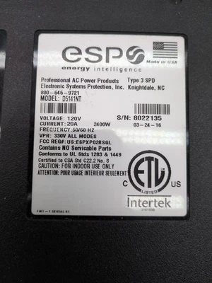 ESP D5141NT Digital QC Network Multi-Stage Power Protection, 120V 50/60 Hz. 20A  - Image 1 of 2