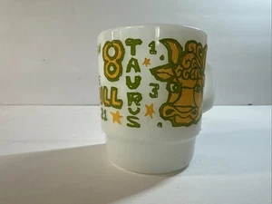 Taza/taza de vidrio de leche vintage Fire King Astrology (Tauro) - Imagen 1 de 5