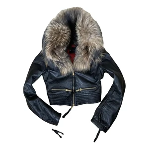 Dsquared2 Raccoon Fur Leather Cropped Jacket SZ44 - Picture 1 of 7