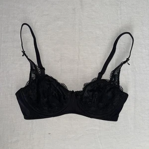 Vassarette BH Damen 34C Schwarz Bügel Ungefüttert Spitze Seitenformer Lagenlook - Bild 1 von 7