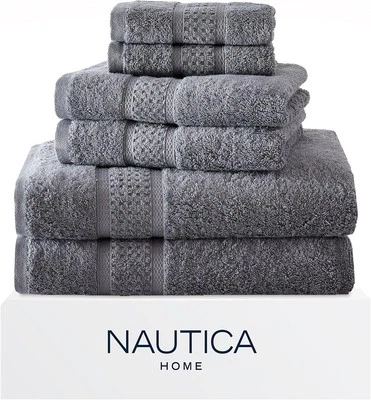 Nautica - Bath Towels, Fade Resistant Bathroom 6-Piece, Oceane Grey  - Image 1 of 4