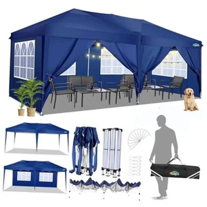 Canopy 10x20 Pop Up Canopy Tent with 6 10x20 FT with 6 Sidewalls Navy Blue - Picture 1 of 7