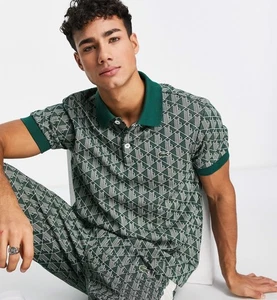 Polo Lacoste uomo manica corta slim fit monogramma allover verde 38-6 XL - Foto 1 di 8