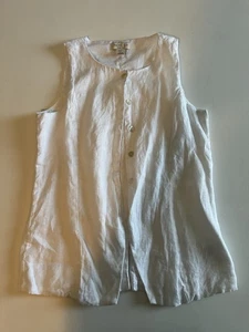 Rachel Zoe White 100% Linen Vest Gilet Waistcoat Chic Preppy Old Money Size M - Picture 1 of 9
