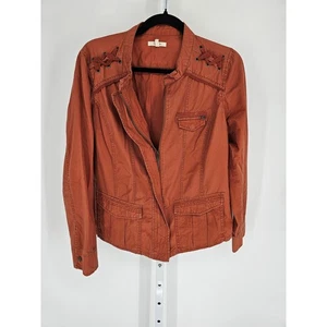 Maurices Womens Sz M Zip Up Lightweight Jacket Burnt Orange Moto - Picture 1 of 4