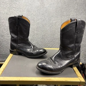 Ariat Heritage Roper Cowboy Boots Black Leather Round Toe Men 9.5 EE - Picture 1 of 10