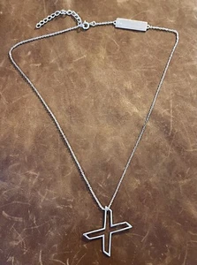 Neu ohne Etikett große Initiale später "X" Anhänger 925 Sterlingsilber Halskette 17" - 19" Zoll - Bild 1 von 10