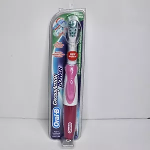 Oral B CrossAction Power Toothbrush Pink with AA Battery Medium New Sealed NOS - Picture 1 of 7