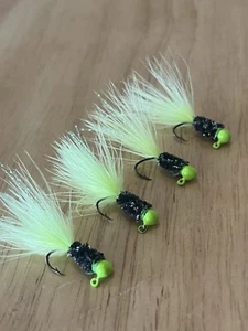Four hand tied 1/64 crappie and bluegill jigs - Picture 1 of 2