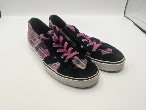 VANS Furgoni a quadri Missy taglia 6 neri e viola in buone condizioni