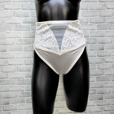 Bragas de nailon vintage JCPenney pieles suaves cintura deshuesada encaje crema estilo XL #3050 Foto 1 de 4