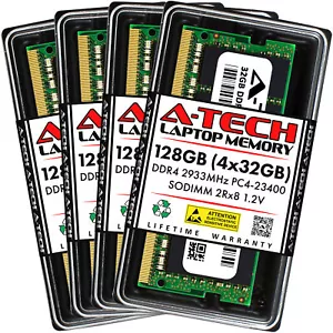 A-Tech 128GB 4x 32GB PC4-23400 Laptop SODIMM DDR4 2933 MHz 288-Pin Memory RAM - Picture 1 of 11
