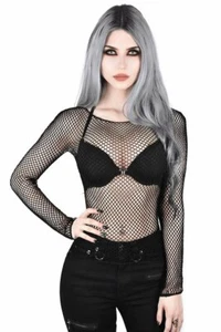 Killstar Hellrazor Gothic okkulter Punk langärmeliges Fischernetz-Top-Shirt KSRA000077 - Bild 1 von 4