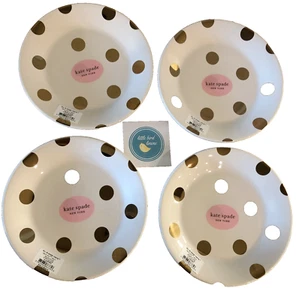 "Juego de 4 platos de ensalada Lenox Kate Spade punto decorativo dorado 8,75"" nuevos con etiquetas" - Imagen 1 de 5