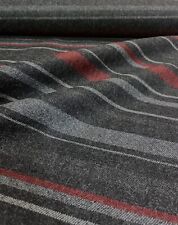 5.625 yd Unika Vaev Feel Stripe Berry Charcoal Gray & Red Wool Upholstery Fabric