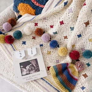 KIT DE GANCHILLO de manta para bebé vintage - kit de manta cuadrada de abuela neutra de alpaca hágalo usted mismo - Imagen 1 de 3