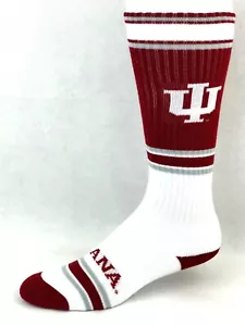 Indiana Hoosiers rot weiß & grau gestreifte große Crew-Socken - Bild 1 von 2
