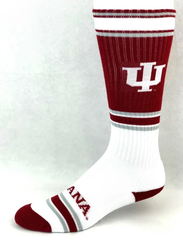 Indiana Hoosiers Red White & Gray Striped Tall Crew Socks Cover