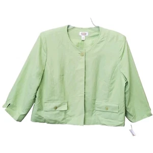 Talbots Linen Blend One-Button Green Long Sleeve Blazer Size 18 NWT - Picture 1 of 7