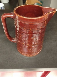 Vtg Brown Drip Marcrest Daisy & Dot Oven-Proof Stoneware Pitcher 8" - Picture 1 of 7