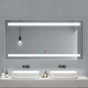 Frameless frosted inlay LED mirror with button & defogger 1000 x 700mm - Picture 1 of 3