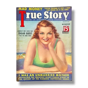 True Story Magazine August 1936 Vintage 1930s Womens Lifestyle & Pulp Fiction - Picture 1 of 13