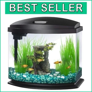 Stylish Black 5 Gallon MiniBow Aquarium with SmartClean, Ideal for Betta Fish - Picture 1 of 11