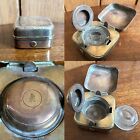 inkwell, 1800s brass, nautical ,rare, complete, glass bottle, anchor design
