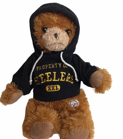 Pittsburgh Steelers Teddy Bear Plush 14” Wearing Steelers Hoodie Logo Good Stuff Cover
