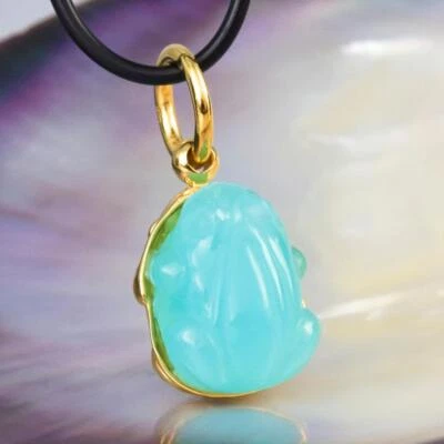 Frog Pendant Blue Chalcedony & Vermeil Gold-plated over Sterling Silver 7.09 g - Image 1 of 4