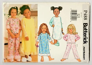 Butterick P488-3318 Girls Nightgown Pajamas Gown 6-7-8 Easy Sewing Pattern UNCUT - Picture 1 of 2