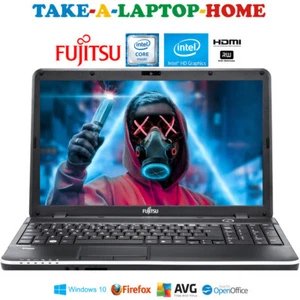 Fujitsu LifeBook Windows10 Laptop Computer Big 15.6" Screen Office WiFi DVD/CDrw - Picture 1 of 9