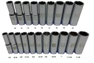 NUOVO Craftsman 20 pz 1/2" unità SAE e metrica 6pt EZ lettura presa profonda set - Foto 1 di 2