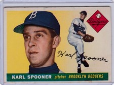 SW: 1955 Topps Baseball Card #90 Karl Spooner Rookie Brooklyn Dodgers - VG