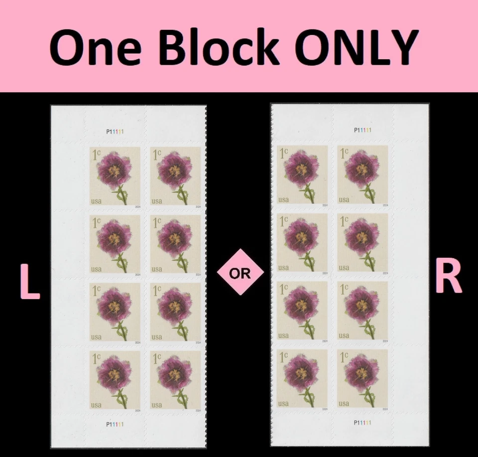 US 5897 Flowers Fringed Tulip 1c plate block 8 MNH 2024 - Image 1 of 1