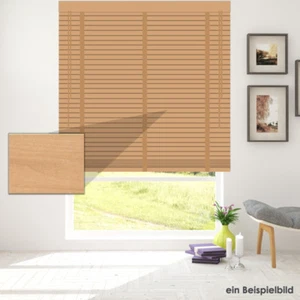Jalouise 50mm Maß Holzjalousien mit Blende aus Lindenholz Basswood Farbe: beech - Bild 1 von 4