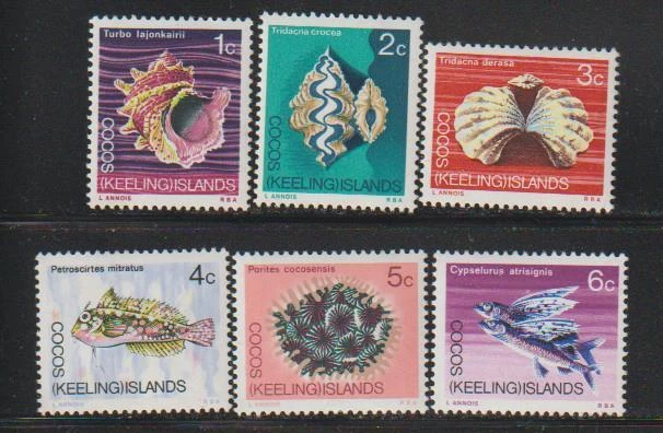 COCOS KEELING  STAMPS 1969 SEASHELLS FISH MARINE LIFE MNH - MISC23-671 - Image 1 of 1