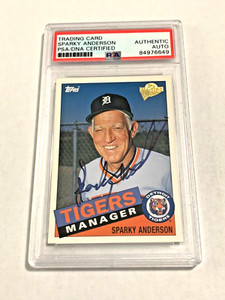Sparky Anderson Detroit Tigers 2004 Topps autograph signed baseball card PSA