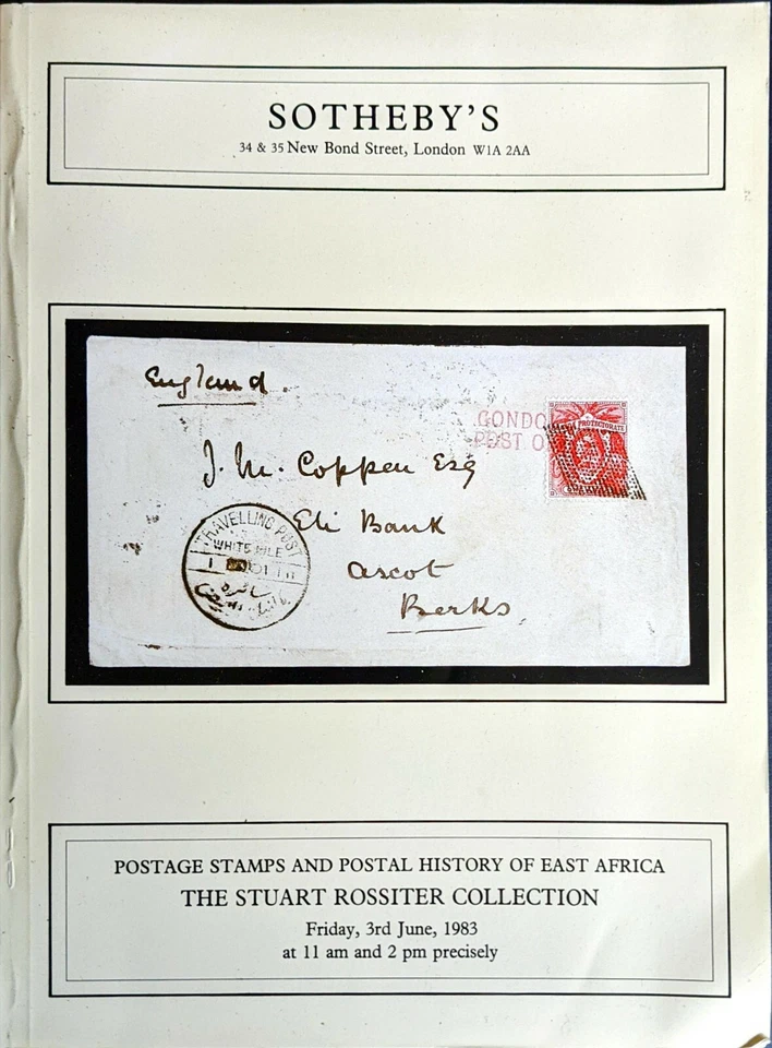 Catálogo de subastas estampillas e historia postal de STUART ROSSITER ÁFRICA ORIENTAL KUT Foto 1 de 1
