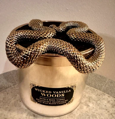 Bath & Body Works Wicked Vanilla Woods Candle 3 Wick Snake Lid 14.5 Oz NEW - Image 1 of 4
