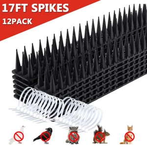 12Pcs Black Anti Climb Wall Defender Fence Spikes Burglars Cats Birds Deterrent - Picture 1 of 19