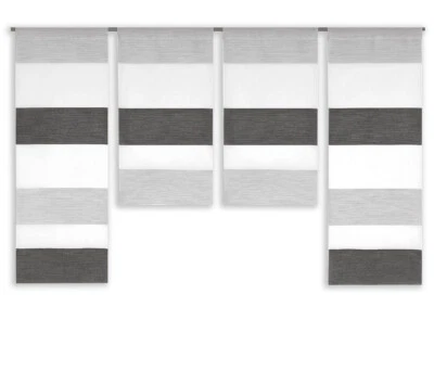 Design Mini Flächenvorhang Set anthrazit grau 2291 Scheibengardine Gardine 4-tlg - Bild 1 von 2