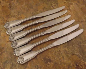 Oneida Classic Shell 6er Set Tafelmesser Würfel Edelstahl Besteck Lot A - Bild 1 von 5