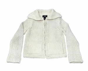 Cárdigan suéter tejido a mano Express para mujer grueso cottagecore pequeño marfil - Imagen 1 de 7